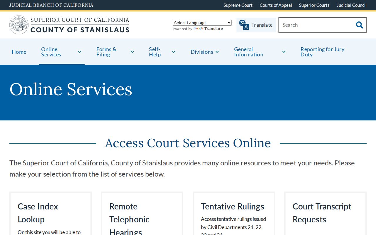 Modesto residents directory Stanislaus court online services