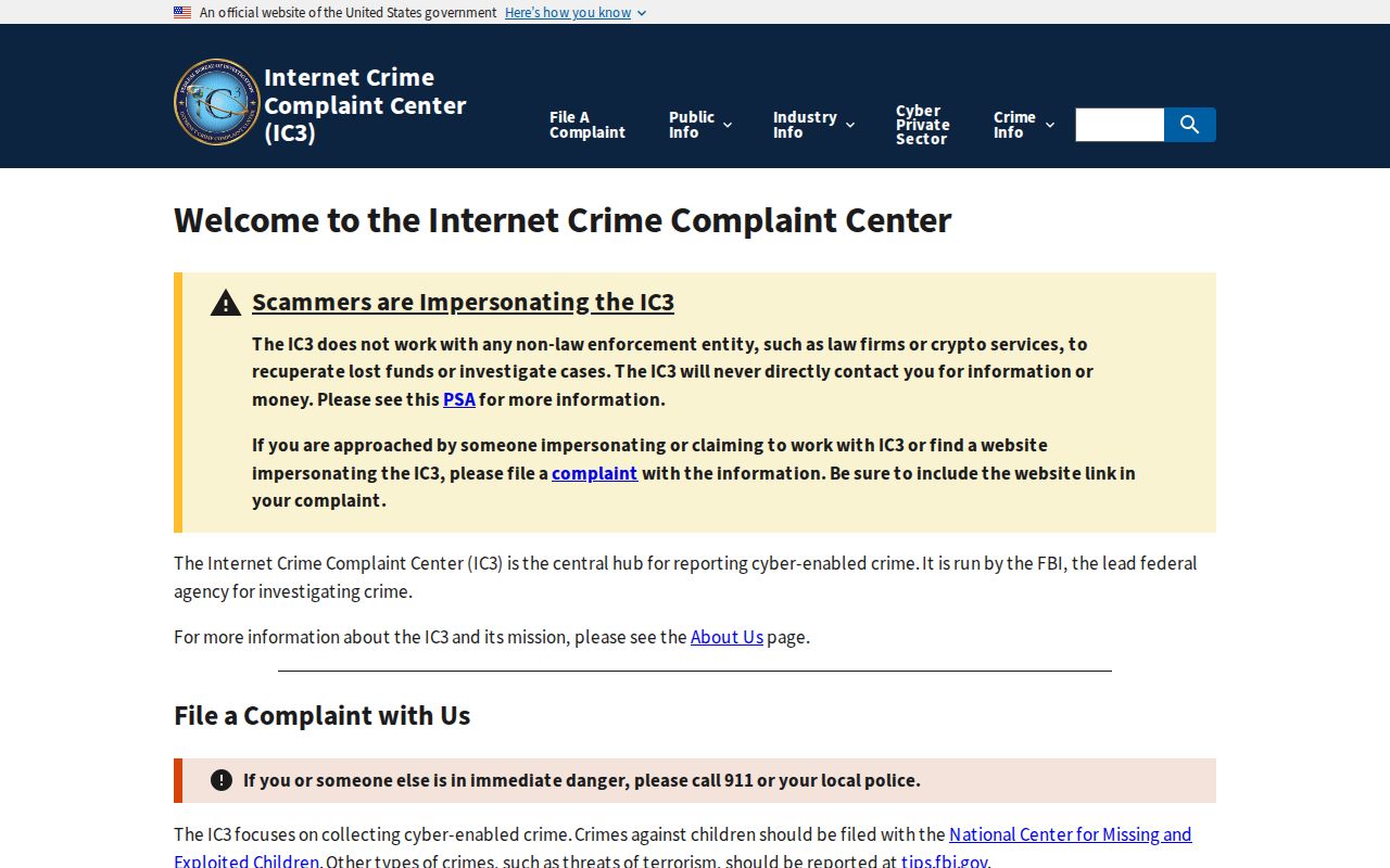 Modesto neighbors FBI Internet Crime Complaint Center reporting guide