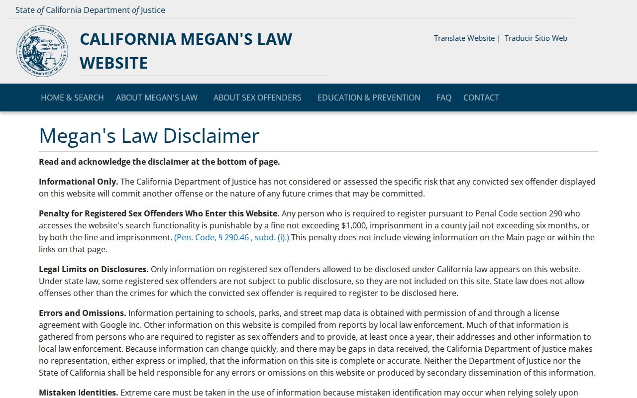 Modesto resident California Megan's Law search