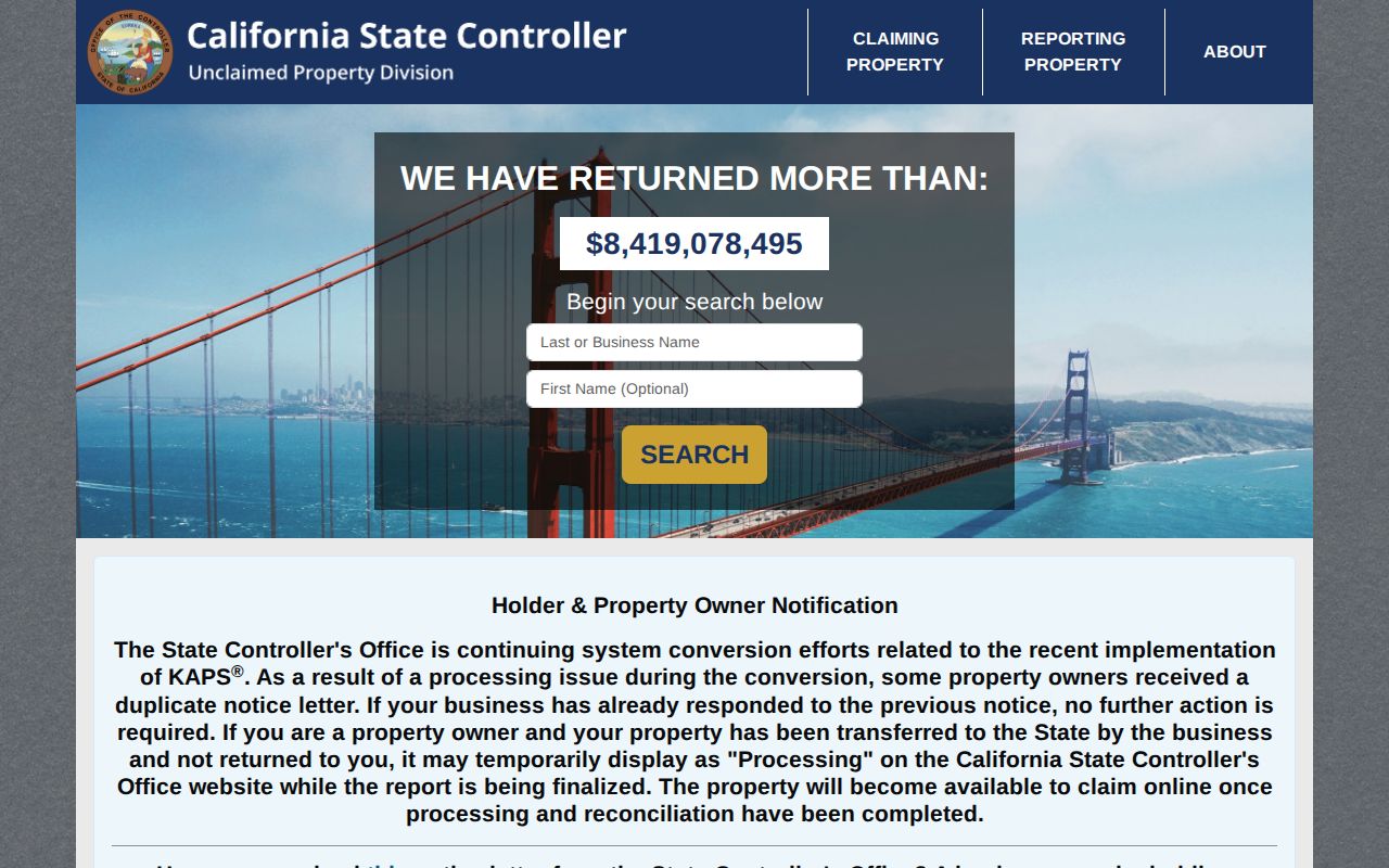 Modesto resident California unclaimed property search