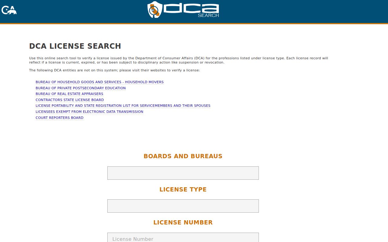 Modesto resident California professional license search