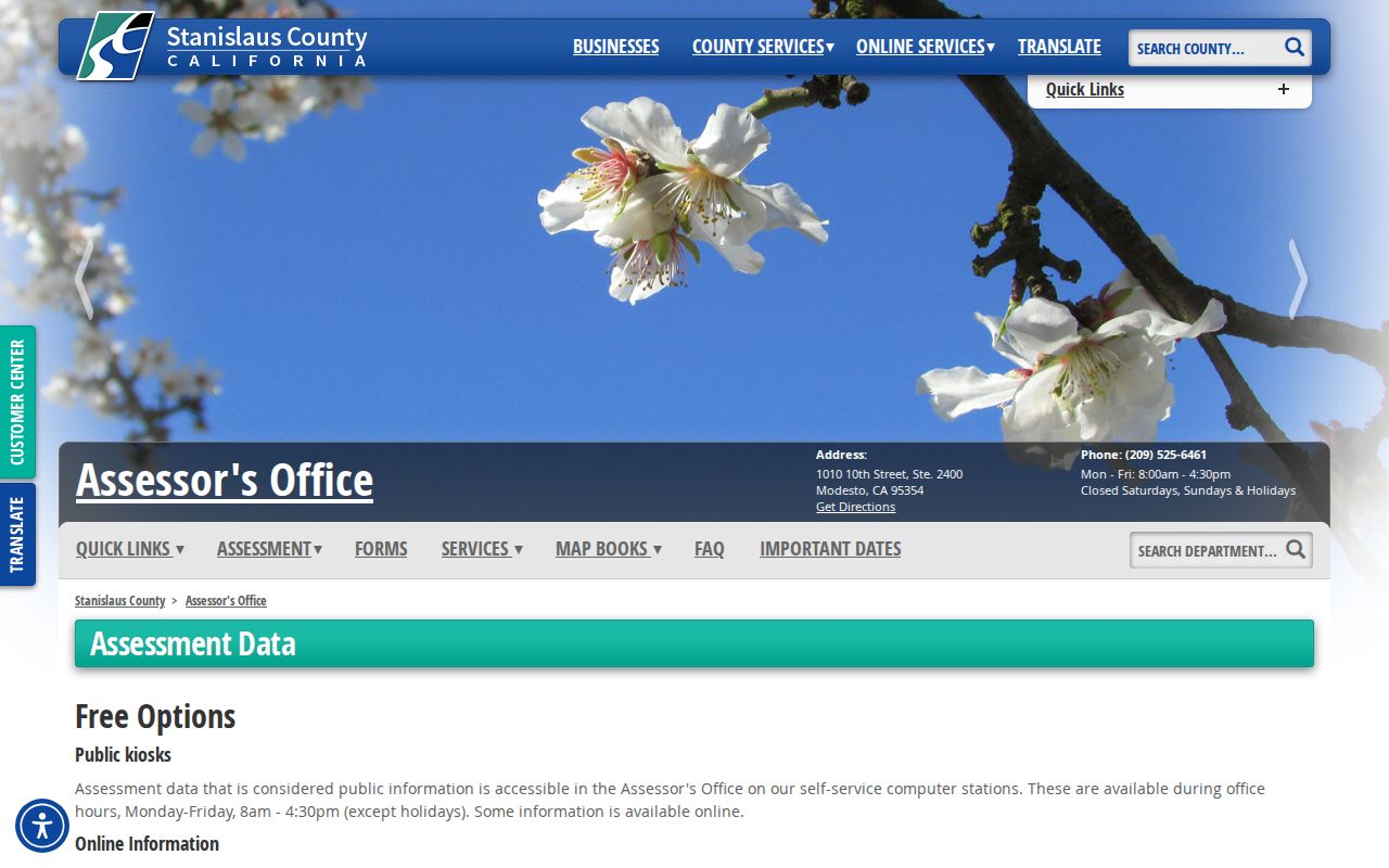 Modesto street directory Assessor parcel data access